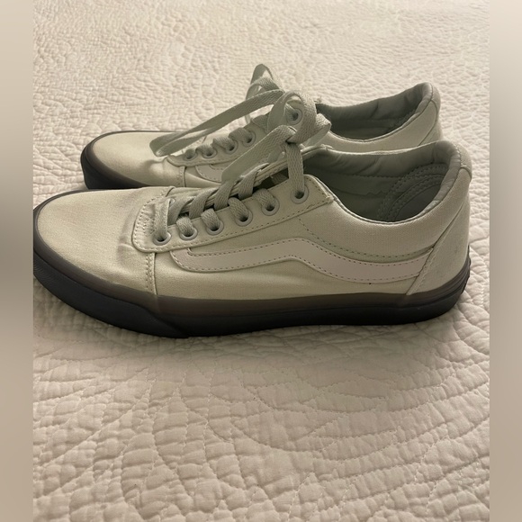 Vans Shoes - Womens Old Skool Vans White Canvas Sneakers with Gray Soles Size 7.5